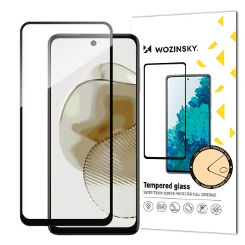 Wozinsky Full Glue Tempered Glass for Motorola Moto G73, 9H Hardness, Black Frame