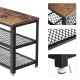Industrial Shoe Rack Bench with Padded Seat for Entryway, Rustic Brown