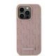 Karl Lagerfeld iPhone 15 Pro Case Leather Monogram Metal Logo, Pink