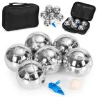 Bocce Ball Set with 6 Steel Boules Petanque Balls and Carrying Case for Backyard Fun