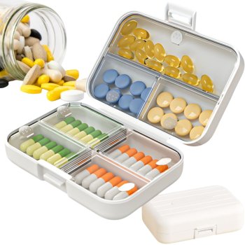 Pill and Vitamin Organizer with 7 Compartments, White