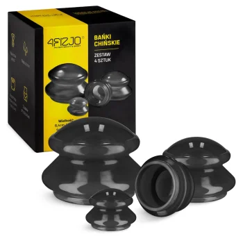 4Fizjo MED+ Silicone Cupping Therapy Set, 4 pcs, Black