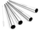 Reusable Metal Drinking Straws with Cleaning Brush, 10 pcs, Silver