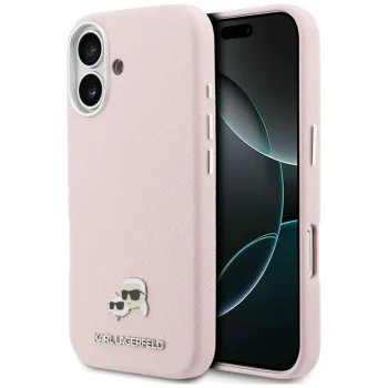 Karl Lagerfeld Karl & Choupette Head Pins Saffiano MagSafe Phone Case Cover iPhone 17 - Pink
