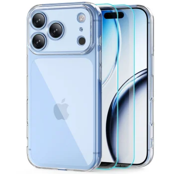 Tech-Protect FlexAir Case and 2-Pack Glass Fit+ Tempered Glass for iPhone 18 Pro / 17 Pro - Clear