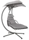 Hanging Chaise Lounge Chair MultiGarden Outdoor Swing with Stand and Canopy, Grey