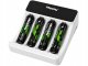 Maxday AA/AAA Battery Charger with LCD + 4 AAA Batteries, White