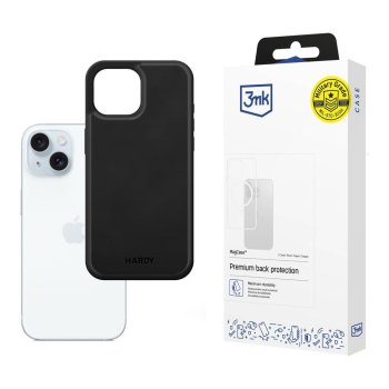 3mk Hardy Silky Leather MagCase for Apple iPhone 15 Black