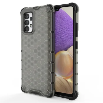 Case for Samsung Galaxy A03s Honeycomb Armored Cover with TPU Frame, Black