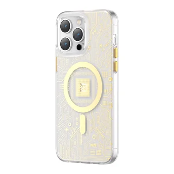 Kingxbar PQY Geek Series Magnetic Case for iPhone 14 Plus MagSafe, Gold