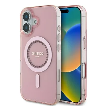 Guess iPhone 16 Plus Case IML Rhinestones MagSafe, Pink