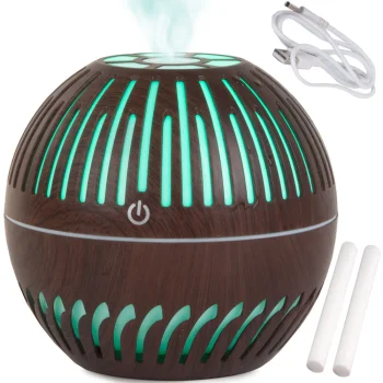 Air Humidifier and Aroma Diffuser with RGB LED Night Light, 300 ml, Dark Brown