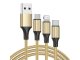 USB 3-in-1 phone cable with Lightning, micro USB, Type-C, 1.2m, gold