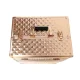 Large Professional Rolling Cosmetic Train Case, Rose Gold