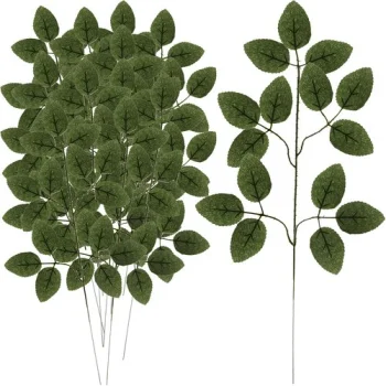 Gardlov Artificial Rose Leaf Branches, 51 cm, Set of 12