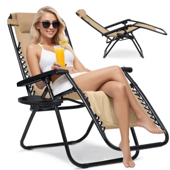 Sofotel ChillWell Folding Garden Lounger, Beige