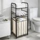 Narrow Laundry Basket with 2 Shelves 54L, Black Frame, Beige