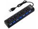 USB centrmezgls ar 7 USB 2.0 portiem, ar slēdžiem, melns