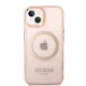 Guess GUHMP14MHTCMP Gold Outline Translucent MagSafe Case for iPhone 14 Plus (Pink)