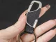 Keychain with Carabiner, Faux Leather and Metal, Black