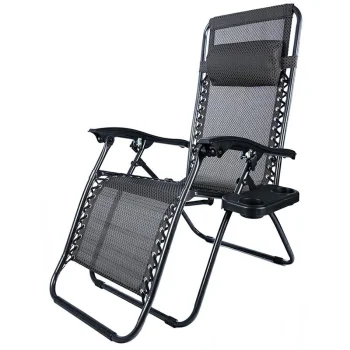Folding Garden Sun Lounger with Cushion and Tray Table