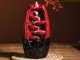 Ceramic Backflow Incense Burner Waterfall for Aromatherapy + 10 Cones, Red