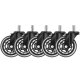 Rubber Office Chair Casters, 5 pcs, Malatec 22077, 11 mm Stem