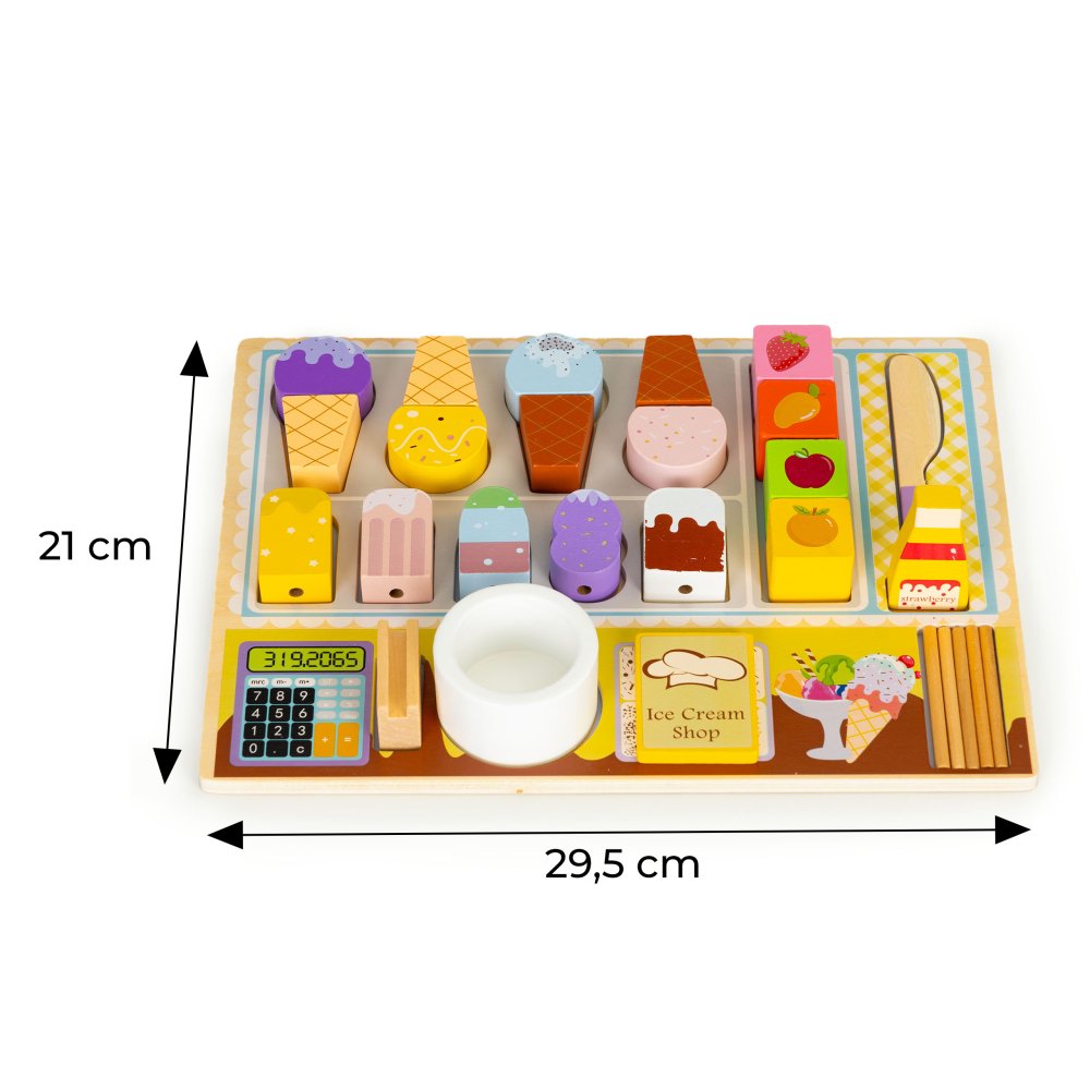 ECOTOYS Wooden Ice Cream Shop Playset with Shape Sorter for Kids (2)