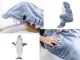 Wearable Shark Blanket Onesie with Hood, Cozy Pajama Costume, Size M, Grey
