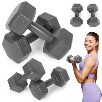Hex dumbbell set 2×2 kg for home workouts ModernHome, grey
