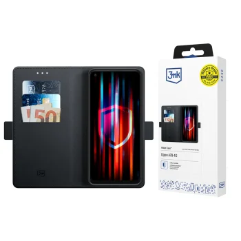 3mk Wallet Case atverams vāciņš Oppo A78 4G, Melns
