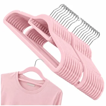 Velvet Clothes Hangers, 10 Pack, Non-Slip with Swivel Hook, Pink
