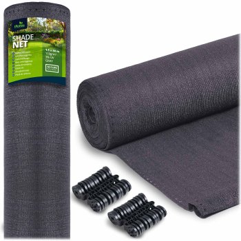 Plonos Premium Shade Net Privacy Screen 1.5x25m 110g/m² with 50 Clips - Gray