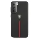 Ferrari Samsung Galaxy S21+ Case Off Track Leather Nylon Stripe, Black