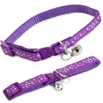 Fabric collar for dog or cat with bell, width 1cm