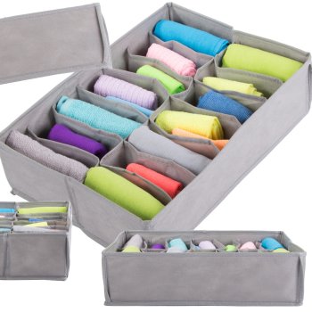 Underwear Drawer Organizer for Socks and Lingerie, 14 Compartments