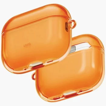 Dėklas Uniq Glase, skirtas AirPods Pro 3, Golden Citrus oranžinis
