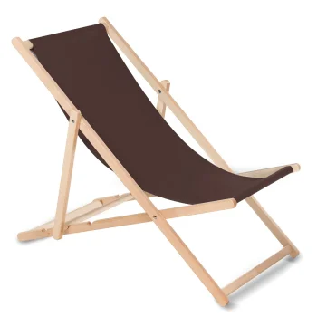 Greenblue GB183 Classic Beech Wood Deck Chair, Brown