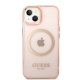 Guess iPhone 14 Plus Case Gold Outline MagSafe Rose Gold
