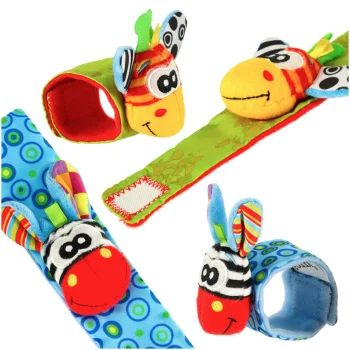 Soft Wrist Rattle Toys for Babies, 2 Pcs, Blue and Green