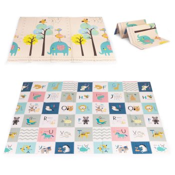 ECOTOYS Folding Foam Play Mat for Kids 200x150 cm Reversible Educational Alphabet Mat