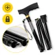 Folding Walking Stick with Wooden Handle, Black