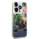 Guess Flower Liquid Glitter Case for iPhone 14 Pro, Blue