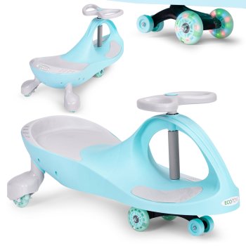 ECOTOYS Wiggle Car Ride-On Toy for Kids with Light-Up LED Wheels, Blue