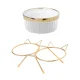 Ceramic Pet Bowl Set on Stand for Cats and Dogs, 2x300ml, White/Gold