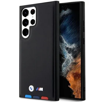 BMW Leather Stamp Tricolor Case for Samsung Galaxy S23 Ultra S918, Black