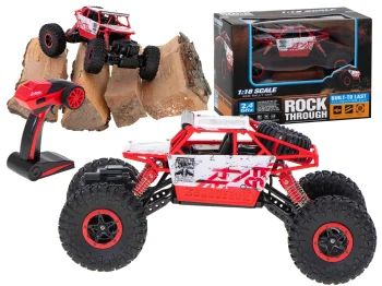 RC Rock Crawler 4WD Remote Control Car 1:18, 2.4GHz, Red