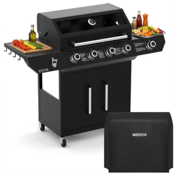 Gas Grill 4+1 17kW Kaminer Varen 5.0 Cast Iron Grate, Black