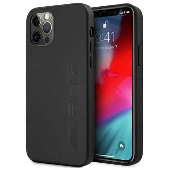 Mercedes iPhone 12 Pro Max Case AMG Leather Hot Stamped, Black