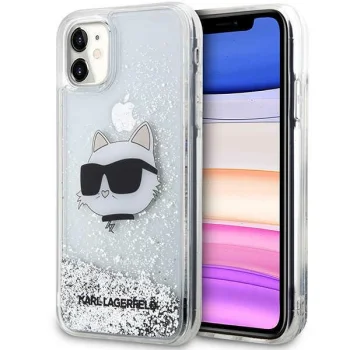 Karl Lagerfeld iPhone 11 / XR Case Liquid Glitter Choupette Head, Silver